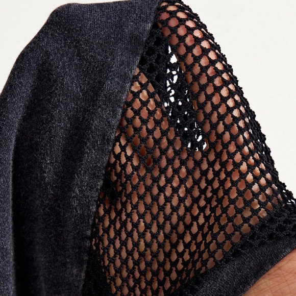 Mineral Wash Mesh Butterfly Rose print Loose Fit Top - Picture 6 of 6